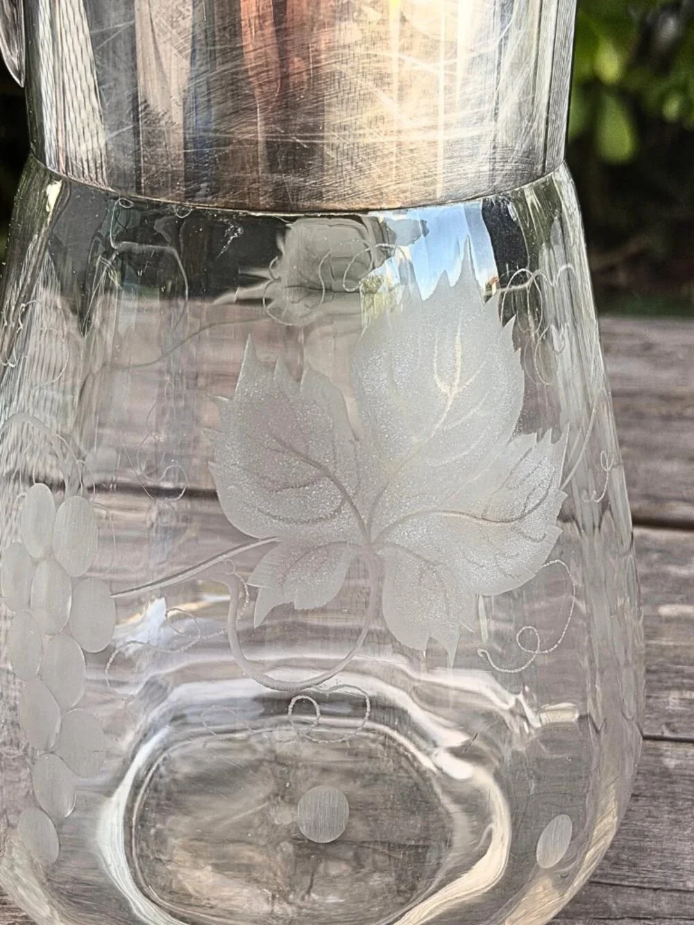 Vintage Silver Plated Decanter Carafe Glass 